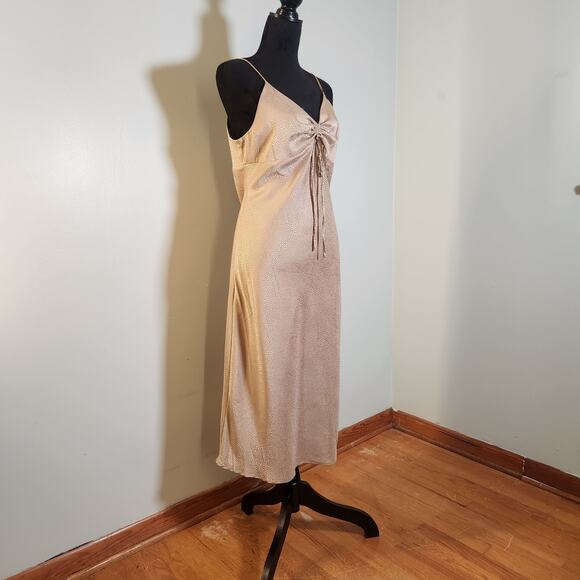 EMMA & MICHELE Satin Leopard Print Slip Midi Dress, Size Medium - Picture 4 of 11